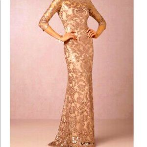 Tadashi Shoji Rose Gold Sequin Gown Dress Size 4